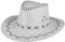Cowboy Hut Sheriff Fasching Masken Perücke Maske - Zick Zack Muster Weiß