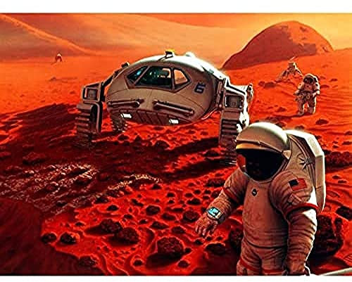 Fine Art Prints Weltall, NASA Menschen auf Mars Planet Rover Illustration Kunstdruck Leinwand Premium Wanddekoration Poster Wandbild