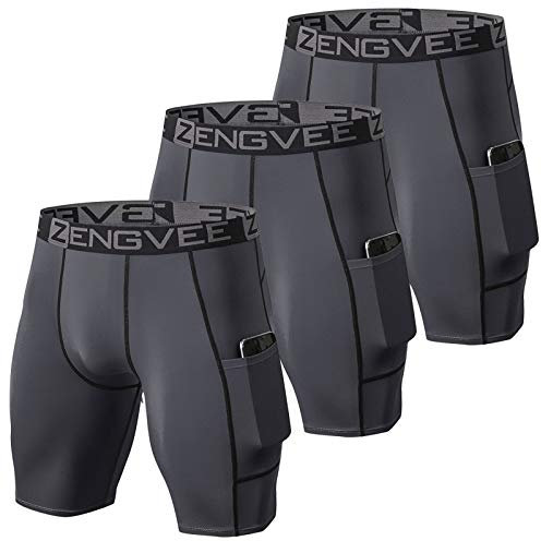 ZENGVEE pantalones cortos hombre deporte mallas cortas hombre running Correr Entrenamiento mayas deportivas hombre(3Gray-L)