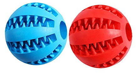 HUI JIN Pets Dog Treat Toy Ball Dog Tooth Cleaning Toy Ball Bite Resistant Pet Exercise Game Ball,Pack of 2
