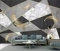 Papier peint 3D grain de bois marbre géométrique plume d'or murale effet 3D pour les peintures murales de salon et papier peint 3d gris poster pierre photo salon chambre chambre enfant-350cm×256cm