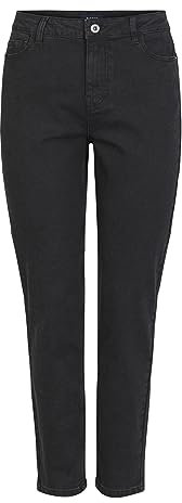 PIECES Damen Pckesia Mom Hw ANK JNS Bl640-vi Noos Bc Jeans, Black Denim, XL EU