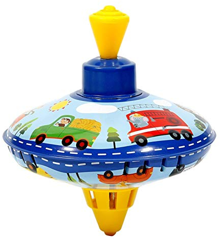 LICHENGTAI 14CM Brummkreisel, Metall Schwungkreisel aus Blech, klassischer Pumpkreisel, Schwungkreisel aus Blech, Blechkreisel mit Spitze, Spielzeugkreisel für Kinder ab 18 Monate - A