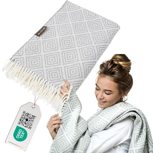 sei Design Exklusive Plaid-Sonderedition – 150 x 200 cm – 100% Polyacryl – Einzigartige Fransen – Pflegeleicht – Ganzjährig verwendbar