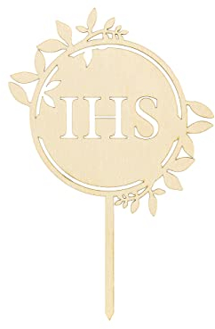 Cake Topper IHS Holz 23cm Tortendeko Kuchendeko Cupcake Kuchen Torten Kommunion christliche Motive