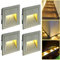 INDARUN 3W LED Aplique empotrado de pared, blanco cálido IP65 impermeable luces de escalera, luces de caminar, aluminio, decoración exterior interior, paquete de 4