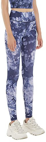 FLYILY Femmes Imprimé Pantalon de Yoga,Legging de Sport pour Femme Slim Fit Taille Haute Opaque Fitness Course Collants Compression(8-PurpleTieDye,S)