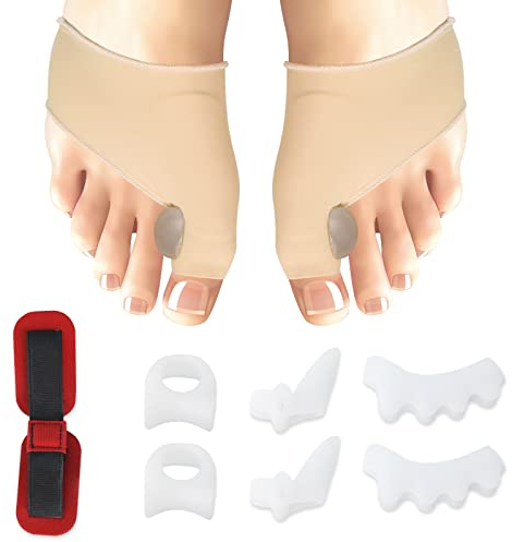 DAILISHA 9PCS Big Toe Corrector und Hallux Valgus Zehenspreizer Protection Kit inklusive orthopädischer Bunion Splint Bunion Pads Zehentrenner Spannbänder Hammer Toe Corrector für Männer und Frauen