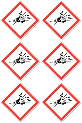 Explosionsgefährlich, Gefahrensymbol: UN/GHS-Gefahrenpiktogramm - Aufkleber: 5 cm, 6 Stück