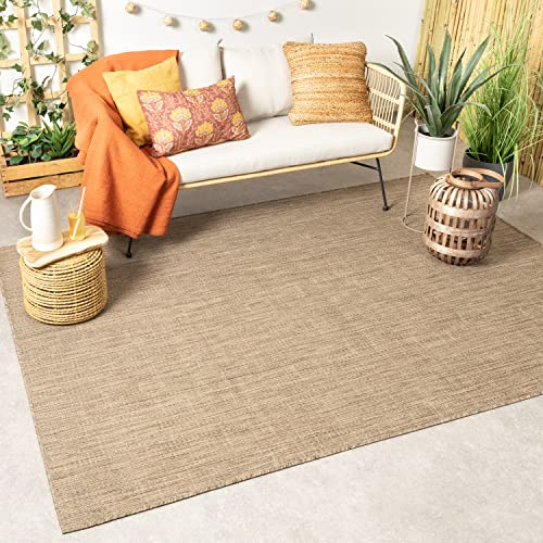 FRAAI In-& Outdoor Teppich - Malta Melange Natur 120x170cm - Wetterfest - Polypropylen - Flachgewebe - Balkon, Garten/Terrasse, Flur - Terrasse - Rug