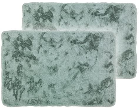 Schöner Wohnen Kollektion Badezimmerteppich 67x110 cm 2er Set – sehr Flauschige Badematte Mint – Deko Badezimmer Matte waschbar und rutschfest