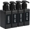 Segbeauty Lotion Dispenser Quadratisch, 4 Stück 100ml Schwarz Seifenspender Set mit Handgeschriebene Etiketten für Shampoo Duschgel Soap Flüssigseife, Nachfüllbar Kunststoff Pumpflaschen für Küche Bad