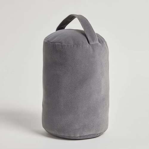 New Velvet Cylinder Doorstop Practical & Convenient Indoor Home Decor M-22 (Grey)