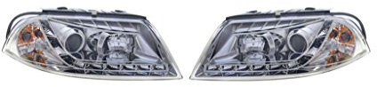 Tuning Scheinwerfer H1/H1 Ohne Stellmotor Glasklar Silber Kompatibel mit VW Passat Variant B5 3BG 5-Türer 00-05