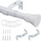 Bastone Tenda Bianco, Bastone per Tende 76-204cm, Bastoni per Tende Allungabile con Estremità Piatta in Acciaio Inox per Camera da Letto, Soggiorno