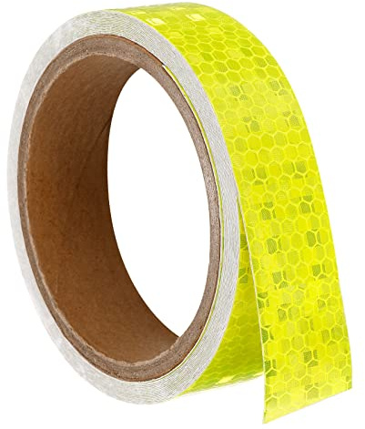 PATIKIL Reflective Tape, 1 Roll 15 ft x 1-inch Waterproof Adhesive High Visibility Caution Warning Safety Tape Reflector for Trucks Trailers Cars, Fluorescence Yellow