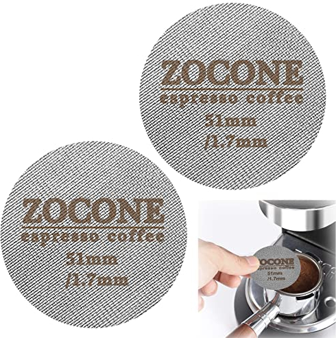 ZOCONE 2 Piezas Pantalla de Disco Cafe 51mm Pantalla de Filtro Cafe Accesorios para Portafiltro 150μm Acero Inoxidable Reutilizable 1.7mm de Grosor