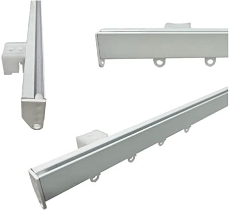 GLOBALCORPORATION Binario per tende a soffitto e parete in alluminio bianco con scorrevoli da interno Bastone Scorritenda per tendaggi moderni scorrimento manuale strappo kit completo (140 CM)