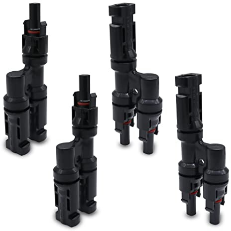 KUBOWAI Abzweigbuchsen Solar Y Stecker Typ T Abzweigverbinder abzweigkabel Stecker Solarpanel Kabelstecker Männlich/Weiblich Photovoltaik Steckverbinder (2 Paar)