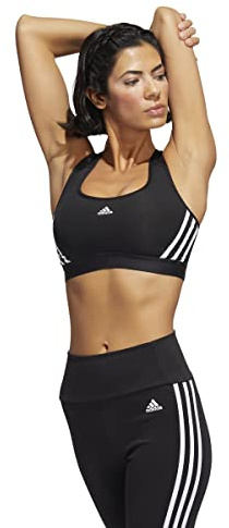 Adidas Women's Powerimpact Train Medium-Support 3-Stripes Bra Sport-BH, Black/White, L A-B