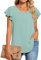 TAOHUADAO Womens 2024 Summer Casual Dressy Shirts V Neck Tunic Ruffle Short Sleeve Chiffon Tops Comfy Blouse X-Large, Light Green