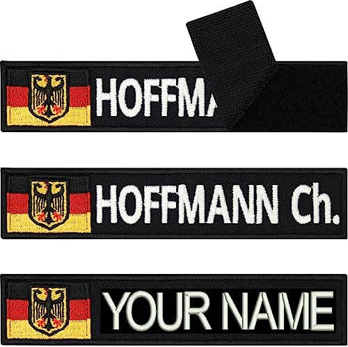 Patch Deutschland Klett Namensschilder für Kleidung Klett Patch personalisiert | Patch Klett Militär Namensschild Klett Militär Rucksack Deutschland Flagge | 125x25mm