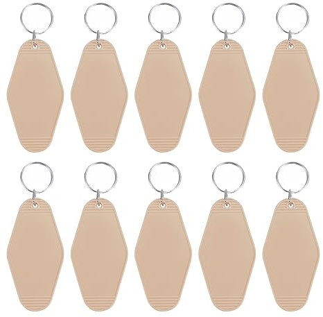 PATIKIL Ancien Motel Porte-clés, 10 Paquet Vide Hôtel Porte-clés Rhombus Rétro Clé Étiquette pour DIY Artisanat Ornement Sac Dos Bagagerie Balises Etiquettes, Kaki