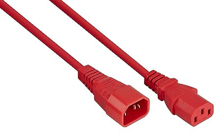 kabelmeister Kaltgeräteverlängerung Kaltgeräte-Stecker C14 an Kaltgeräte-Buchse C13- rot - 0,75mm² - 0,5m / 50cm