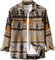 Herren-Flanell-Jacke mit doppelter Tasche lang ärmelig regelmäßig sitzend aztekisch bedrucktes lässiges Vintage-Knopf leichte Retro-Jacke (Khaki,M)