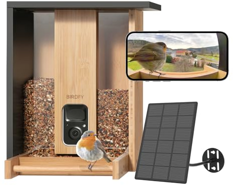 NETVUE by Birdfy Bird Feeder Camera, Premium Bamboo Feeder: Auto-Identify, Notify, Record Videos, Bird Watching Camera, Wireless Outdoor & Solar Powered, Ideal Present for Birds Lover