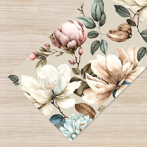 Il Gruppone Passione Casa Tappeto Cucina Antiscivolo Made in Italy Passatoia Antimacchia Multiuso Corridoio Soggiorno Lavabile in Lavatrice - Magnolie - 50x100 cm
