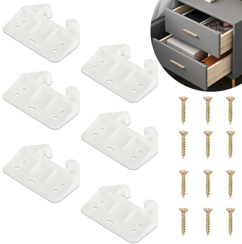 Kunststoff-Schubladenschienen-Führungshalterungen, 6er-Set Gleitführungen, Reparatur-Set für Kommodenställe und Systeme (60 x 41 x 29 mm)