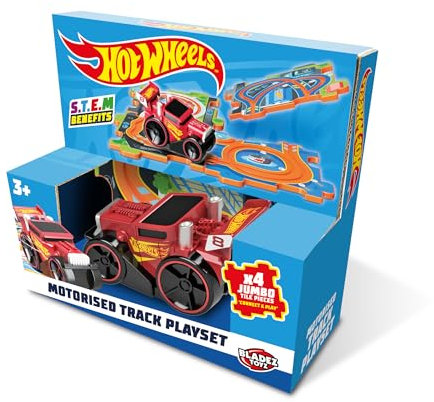 BLADEZ Hot Wheels Playset, Motorised Track Playset, Vehicle and Track, STEM Activity Set for Preschool children, Jumbo Size, 4 Puzzle Pieces, Licensed Toy by Bladez Toyz