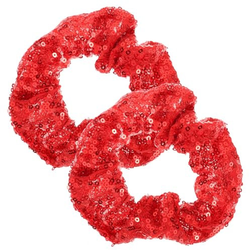 Ipetboom Weihnachts Pailletten Haargummi Rot: 2 Stück Funkelnde Elastische Pailletten Haargummis Mädchen Rot, Sparkle Elastische Haarseile Glitzer Pferdeschwanzhalter Für Teenager Und Frauen