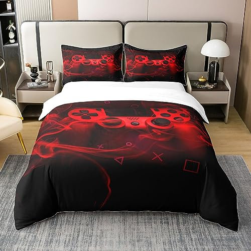 Homewish Coton, Housse de Couette Gaming 220x240 pour Enfants, Ensemble de Literie Gamer pour Garçons Jeunes, Décoration de Chambre Joueur, Parure de Lit Manette de Jeux, 2 Personnes