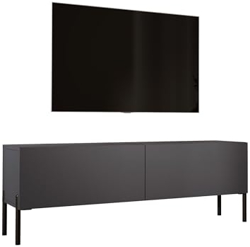 3E 3xE living.com TV- Schrank in Anthrazit mit Beinen in Schwarz, A: B: 140 cm, H: 52 cm, T: 32 cm