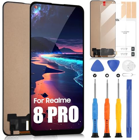 Pantalla LCD para OPPO Realme 8 Pro RMX3081/Realme 8 4G RMX3085 6.4 LCD Pantalla para Realme 8 Pro Reemplazo Pantalla Táctil Digitizer Reemplazo Asamblea con Herramientas