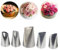 WishesMar Petal Piping Tips Set 5 Pcs Rose Flower Stainless Steel Icing Nozzles for Cupcakes Cookies Pastry Cakes DIY Decorating Supplies Baking Tips Nozzles Set