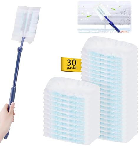 30 Piezas para Recambio De Plumero Juego Plumero para con Plumero Kit Atrapapolvo Desechables Recarga De Plumero Recambio para Plumero con 1 Mango para Limpieza De Polvo En El Hogar y La Oficina