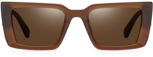 DUCO Rechteck Sonnenbrille für Herren Damen Retro Vintage Sonnenbrille Acetat Rahmen 90er Jahre Sonnenbrillen UV400 Schutz DC2346 (Braun Rahmen Braun Linse)