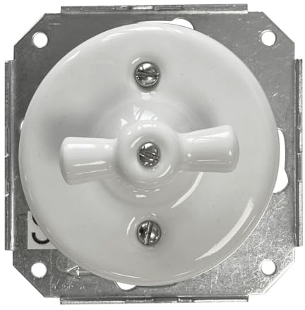 Einbauschalter mit Schleife aus weißem Porzellan