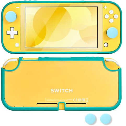 DLseego Etui pour Switch Lite, Anti Scratch Frosted Translucent White Protective Shell Cover PC Shockproof Protector Case with 2 PCS Thumb Grip Caps,Vert