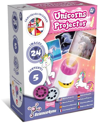 Science4you Unicorn Torch Projector for Kids - Projector Torch for Kids includes 24 Images and Poster of Unicorns, Scientific and Educational Toys & Gift for Boys & Girls 4 5 6 7+ Year Olds