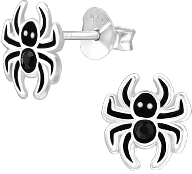 Monkimau Spinnen Kinder Ohrringe | 925 Silber | Mädchen Ohrstecker Schmuck | Hypoallergen & Nickelfrei | Kinderohrringe Geschenkidee
