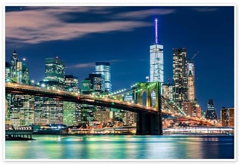 Posterlounge New Yorker Skyline und Brooklyn Bridge Poster