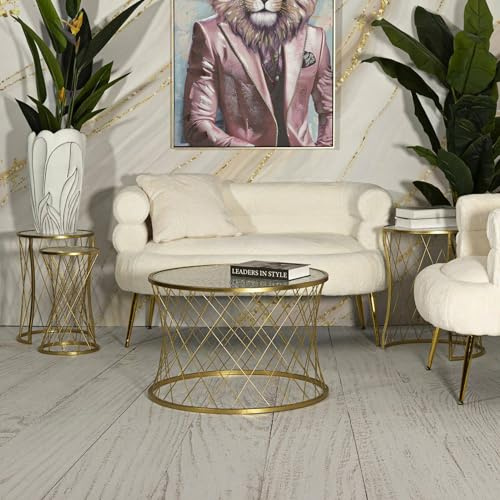 Dmora Couchtisch Ibar 70x70x54,5h cm Gold 4er-Set Tische