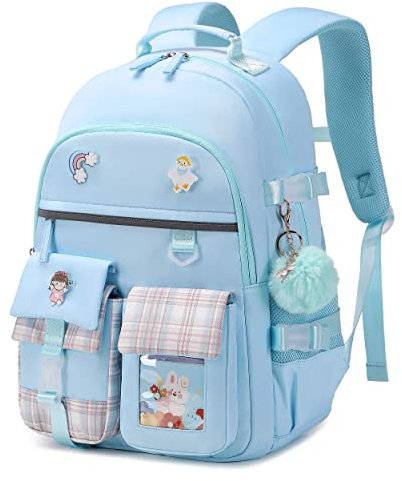 Backpack for Girls, 15.6 Inch Laptop School Bag Kids Kindergarten Elementary College Backpacks Large Bookbags for Teen Girls Women Students Casual Travel Daypacks (Blue, Large)