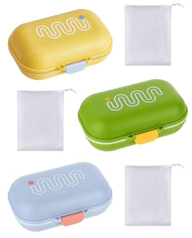3 Teile Seifenbox Reise Set, Mit 3 Seifencontainern und 3 Seifen Sack, Seifendose Mit Abtropfgitter, Seifenbox Reise, für Bar Seife Reisetasche für Badezimmer Dusche Fitnessraum