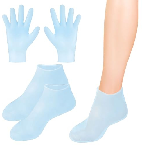 Silicone Socks for Moisturising Feet, Reusable Moisturising Socks, Silicone Gloves, Moisturiser Gloves for Women, Spa Pedicure Sock, Softening Feet Dry Foot Hand, Foot Care After Pedicure(Blue)