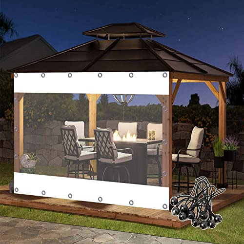 Outdoor Curtains Clear Tarp With Eyelets, Clear Pergola Side Panels for Depots, Canopies, Greenhouses, Porch, with Elastic Ball Rope UHEKC(16.4x8.2ft/5x2.5m)